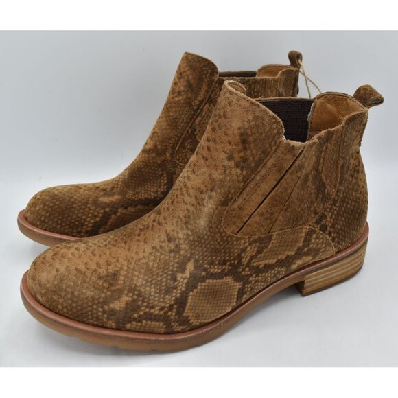 Sofft Womens 7 Bellis III Cognac Snake Leather Waterproof Chelsea Boots Booties - Picture 3 of 16